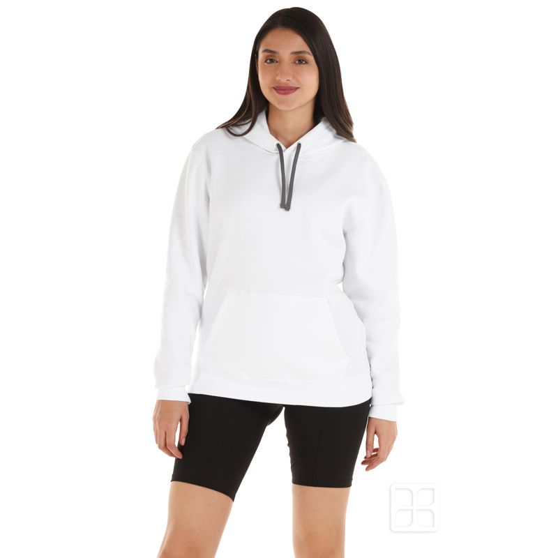 PUBLIGRAFIK DEL SURESTE: SUDADERA BLANCA CON CAPUCHA, CANGURERA Y CIERRE  UNISEX PARA JOVEN TALLA CH-EG