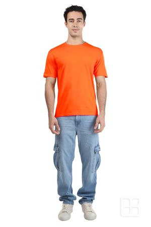 Playera Cuello Redondo Manga Corta para Hombre Color Naranja Neón