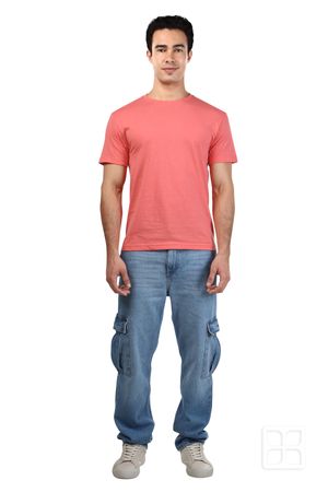 Playera Cuello Redondo Manga Corta para Hombre Color Salmón