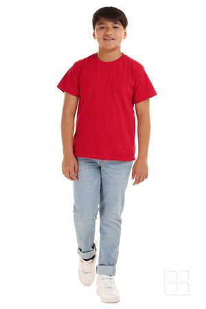 Playera Cuello Redondo Manga Corta para Niños Color Rojo