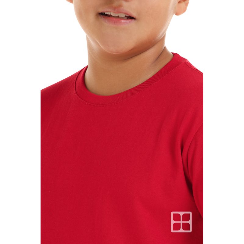 Playera Cuello Redondo Manga Corta Para Niños Rojo