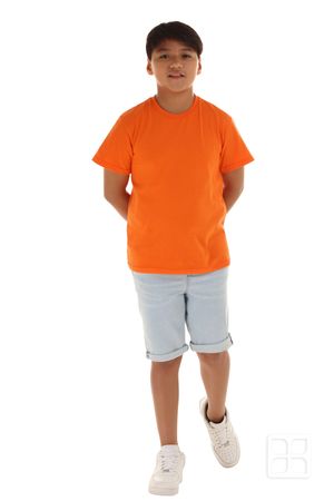 Playera Cuello Redondo Manga Corta para Niños Color Naranja