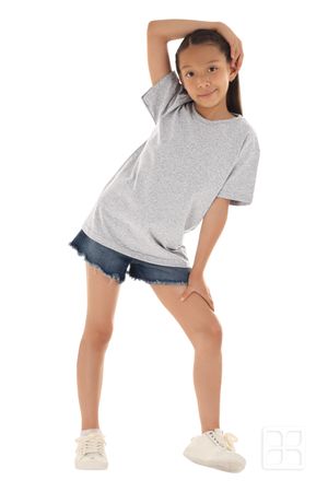 Playera Cuello Redondo Manga Corta para Niños Color Jaspe