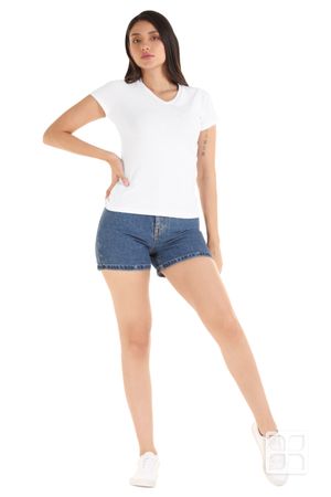 Playera Cuello V Manga Corta para Mujer Color Blanco