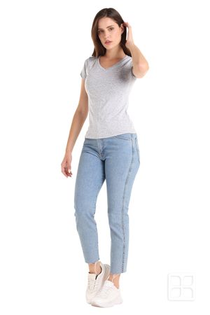 Playera Cuello V Manga Corta para Mujer Color Jaspe
