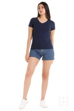 Playera Cuello V Manga Corta para Mujer Color Marino