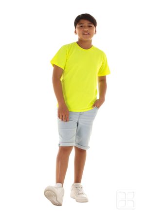 Playera Cuello Redondo Manga Corta para Niños Color Flavina
