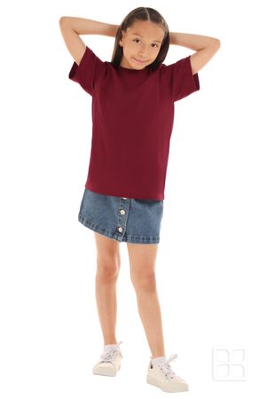 Playera Cuello Redondo Manga Corta para Niños Color Cherry