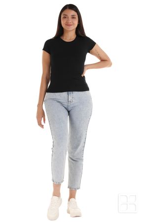 Playera Cuello Redondo Manga Corta de Alta Calidad para Mujer Color Negro