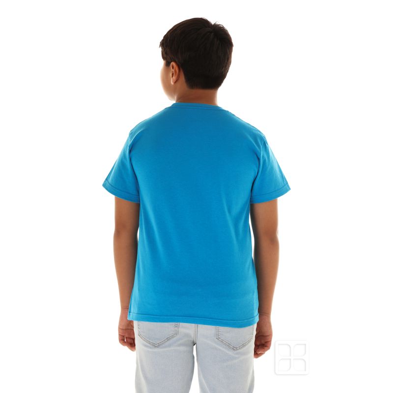 Playera Peso Completo Cuello Redondo Manga Corta Unisex para Niño · 100%  Algodón · Color Turquesa