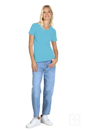 Playera Cuello Redondo Manga Corta para Mujer Color Aqua