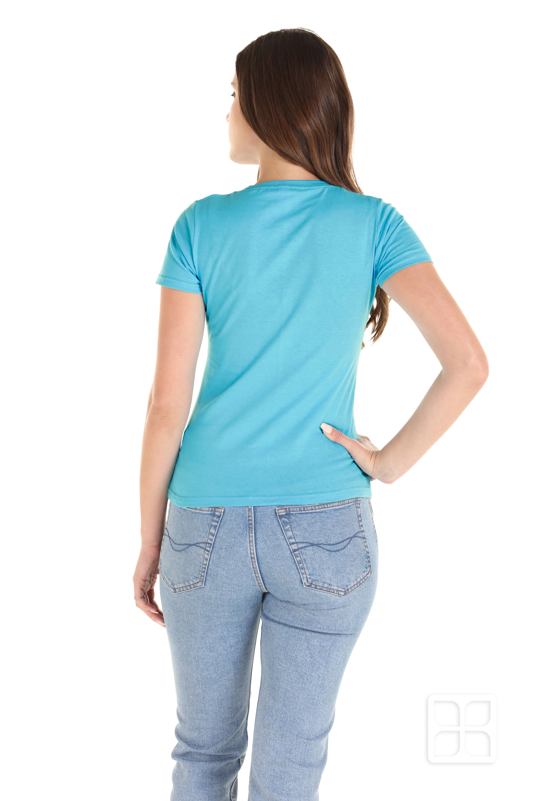 Playera Cuello Redondo Manga Corta Para Mujer Aqua 