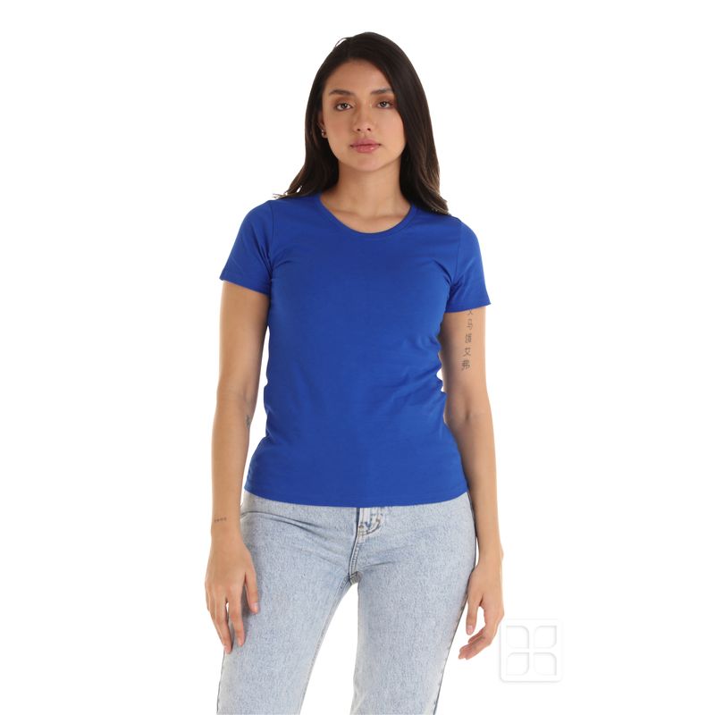 Playera Cuello Redondo Manga Corta Para Mujer Azul Rey 