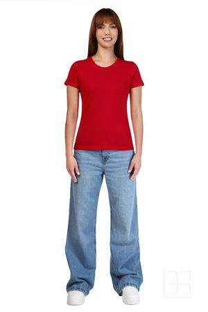 Playera Cuello Redondo Manga Corta para Mujer Color Rojo