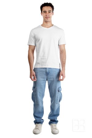Playera Cuello V Manga Corta para Hombre Color Blanco