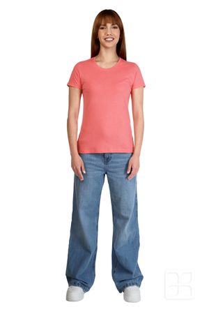 Playera Cuello Redondo Manga Corta para Mujer Color Salmón