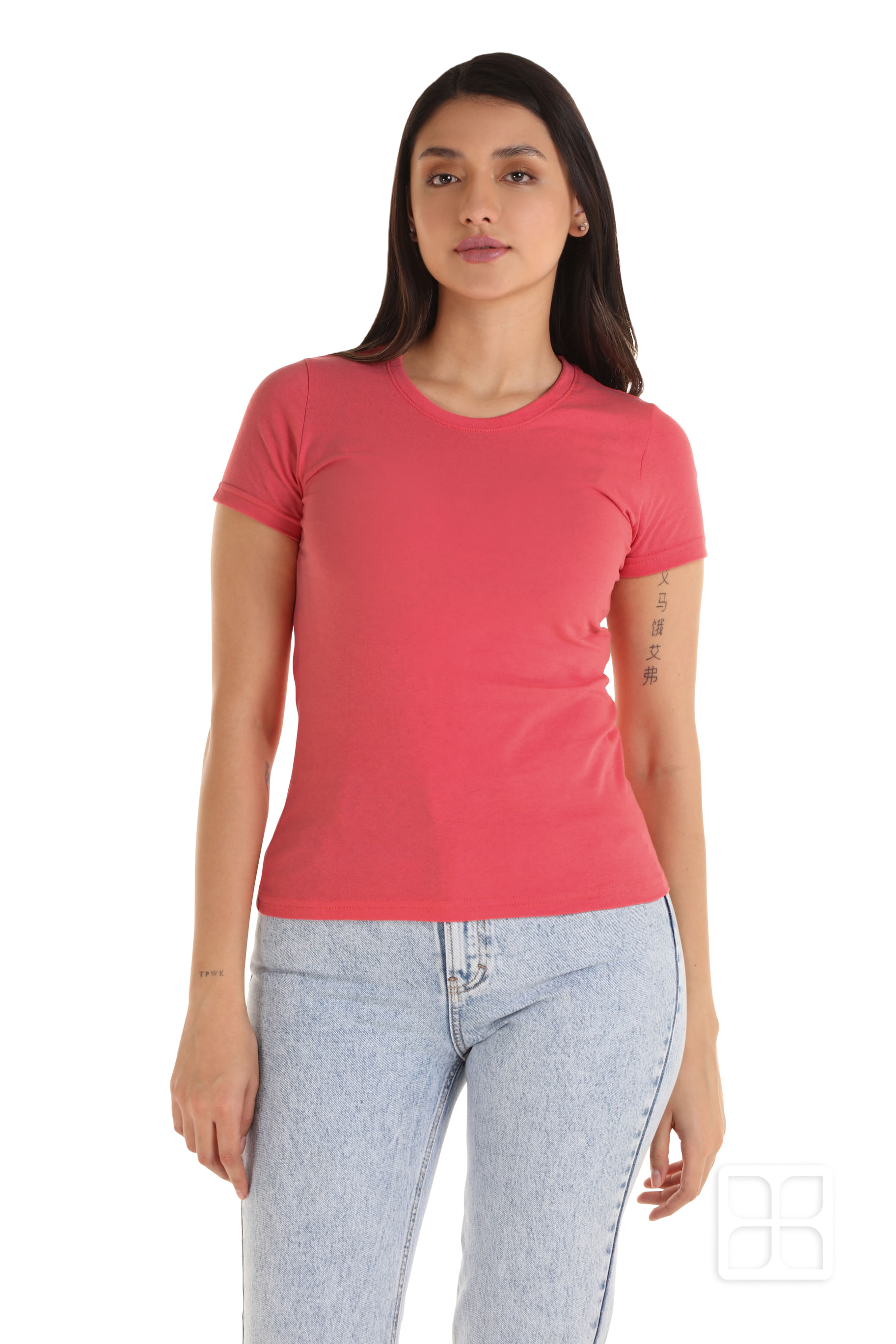 Playera Cuello Redondo Manga Corta Para Mujer Salm n