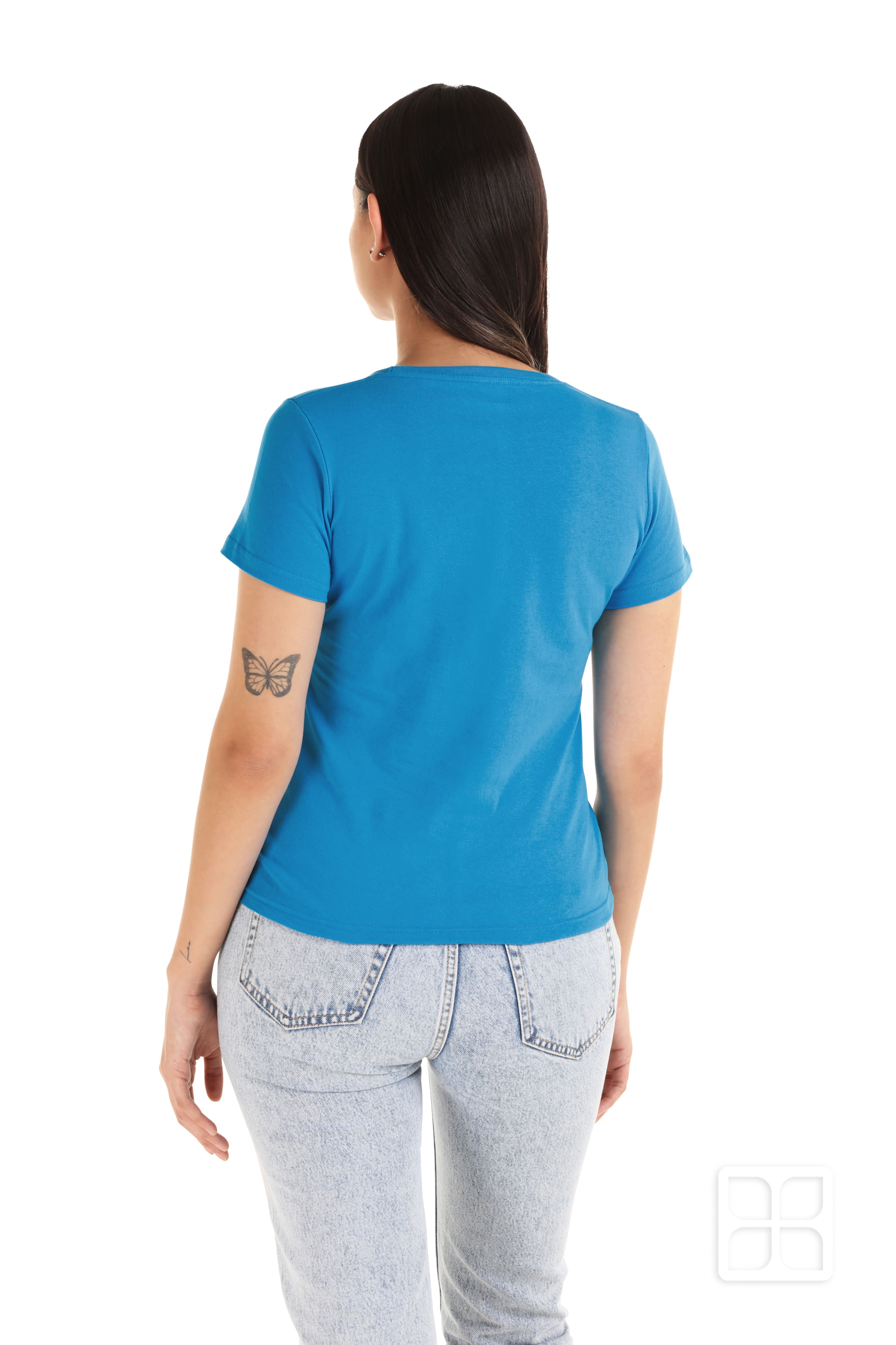 Playera Cuello Redondo Manga Corta Para Mujer Turquesa 