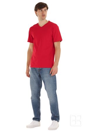Playera Cuello V Manga Corta para Hombre Color Rojo