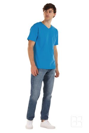 Playera Cuello V Manga Corta para Hombre Color Turquesa