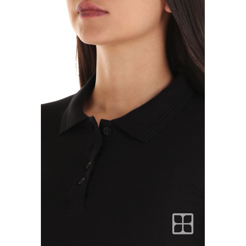 Playera tipo polo online negra mujer