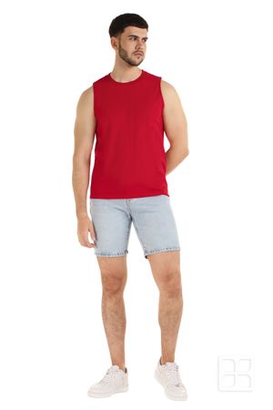 Playera Cuello Redondo sin Mangas Unisex Color Rojo