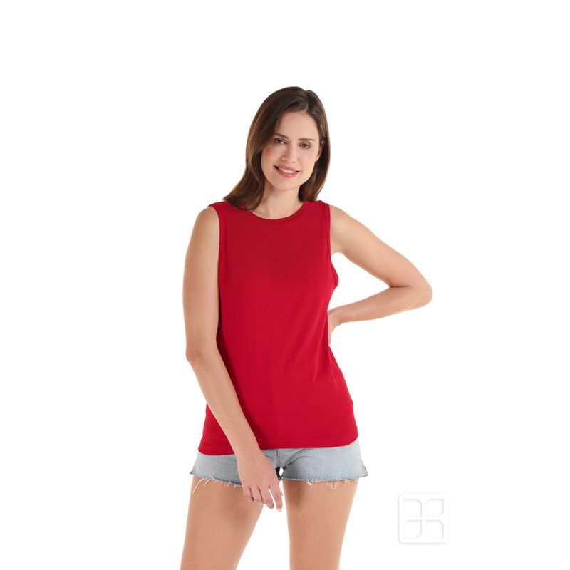 Playera Cuello Redondo sin Mangas Unisex Color Rojo