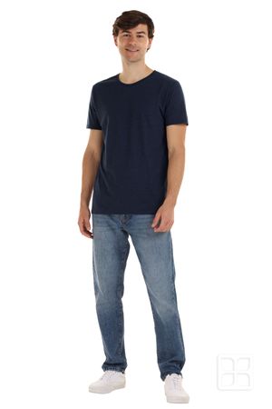 Playera Cuello Redondo Manga Corta Premium para Hombre Color Marino Jaspe