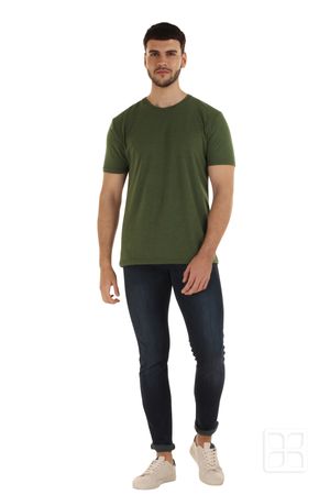 Playera Cuello Redondo Manga Corta Premium para Hombre Color Olivo Jaspe