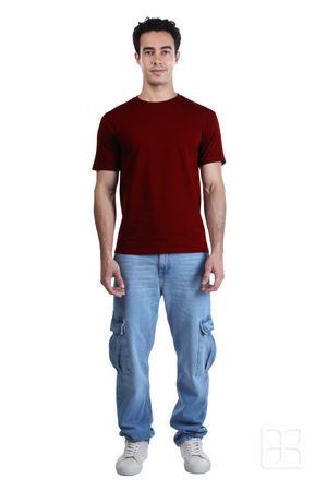 Playera Cuello Redondo Manga Corta para Hombre Color Vino