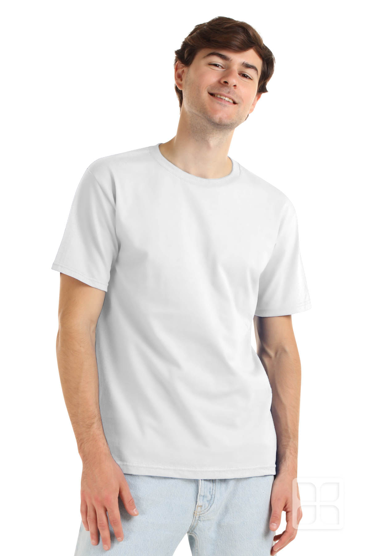 Playera Premium 100 Algodon Peinado Cuello Redondo Manga Corta Para Hombre Color Blanco