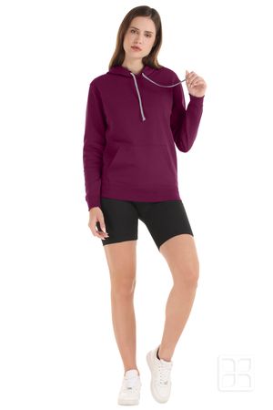 Sudadera Premium Unisex Cuello Redondo Con Capucha y Cangurera Color Vino