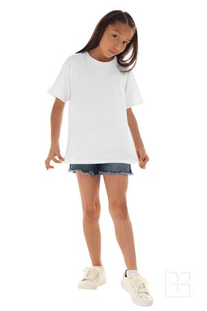 Playera cuello redondo manga corta para sublimar para niños color blanco