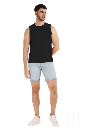 Playera Cuello Redondo sin Mangas Unisex Color Negro