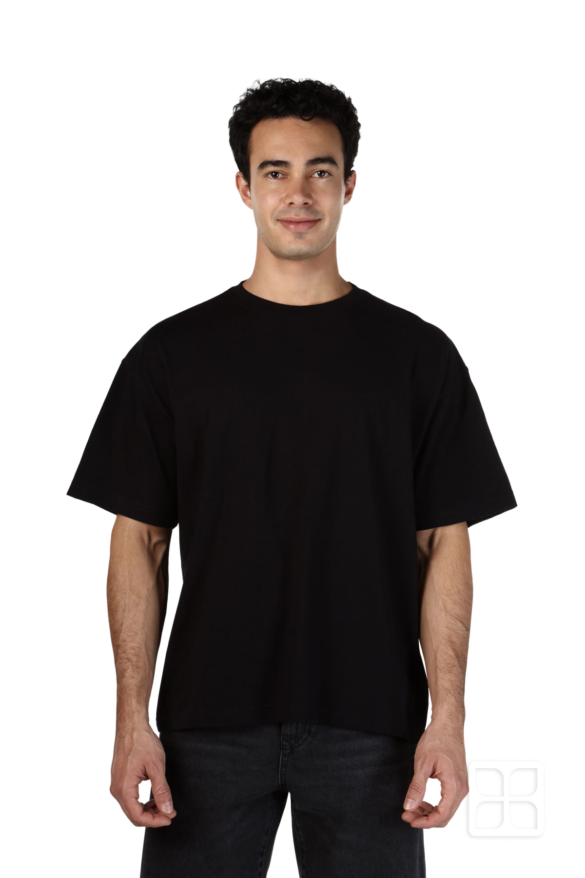 Playera Oversize Cuello Redondo Color Negro