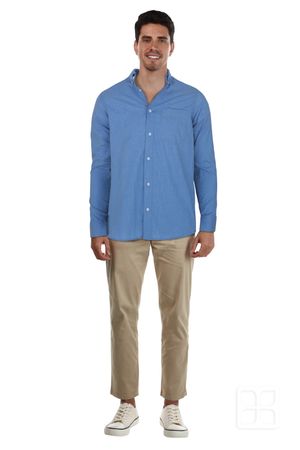 Camisa Premium Manga Larga Para Hombre Color Océano