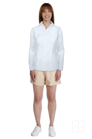 Camisa Gabardina Manga Larga Para Mujer Color Blanco