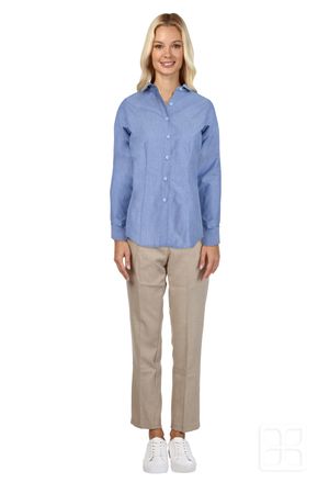 Camisa Oxford Manga Larga Para Mujer Color Cielo