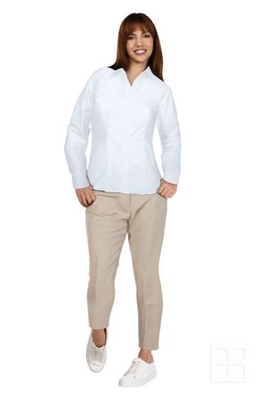 Camisa Oxford Manga Larga Para Mujer Color Blanco