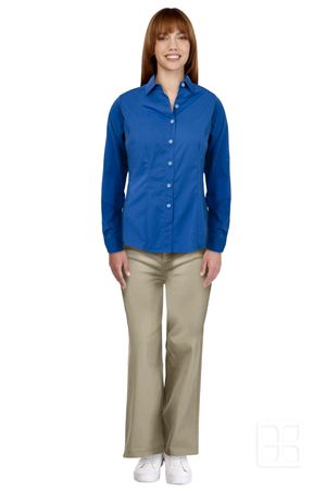 Camisa Gabardina Manga Larga Para Mujer Color Egeo