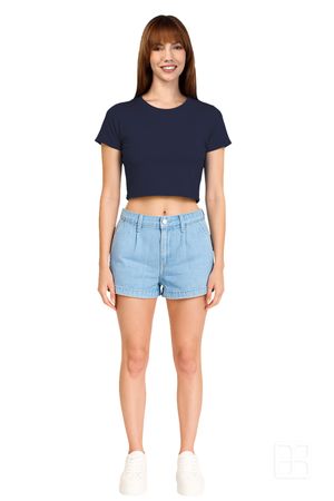 Playera Baby Tee Cuello Redondo para Mujer Color Marino