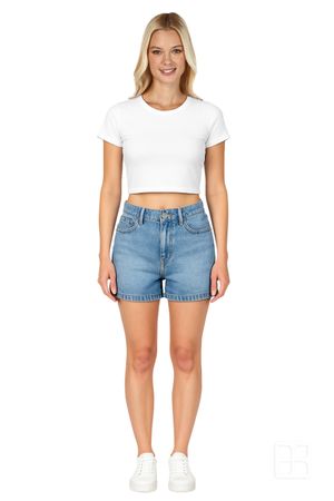 Playera Baby Tee Cuello Redondo para Mujer Color Blanco