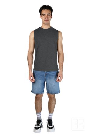 Playera Cuello Redondo sin Mangas Unisex Color Oxford