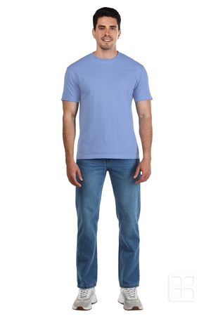 Playera Pigment Wash Celeste Unisex Costuras en Blanco